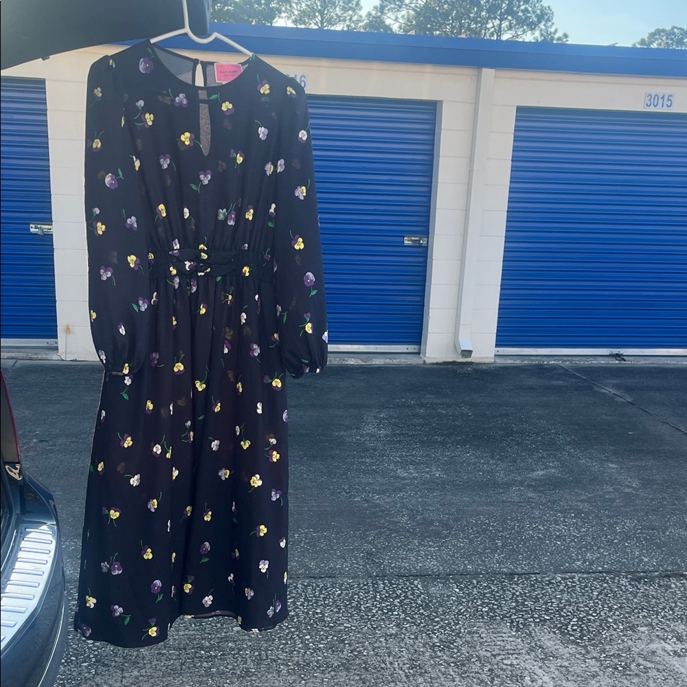Kate Spade Black Floral Long Sleeve Dress